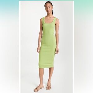 Enza Costa Green Bodycon Midi Dress Sleeveless Scoop Neck